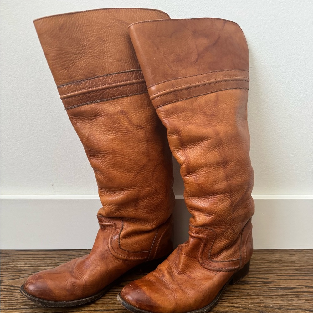 Frye Tan Leather Melissa Trapunto Sz 9